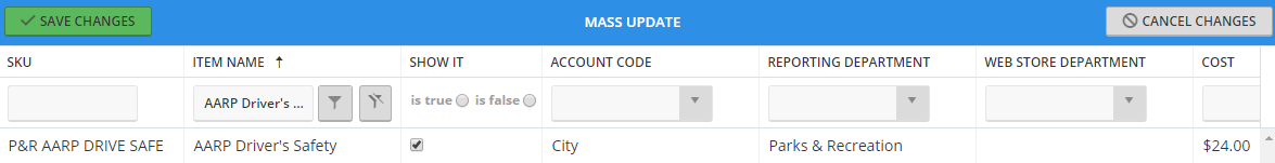 Turn Item Off with Mass Update