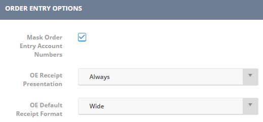 Order Entry Options