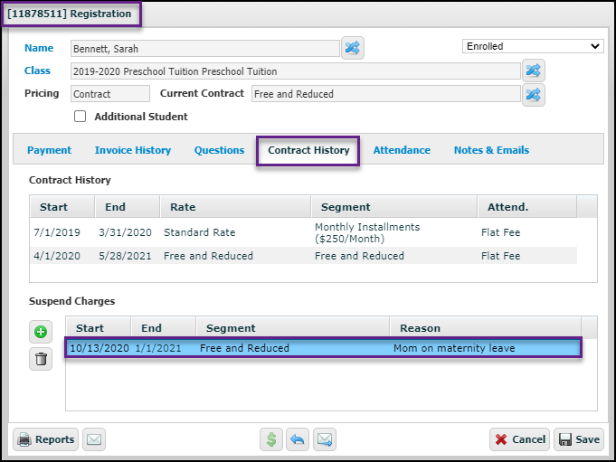 Suspend a Registration Vanco